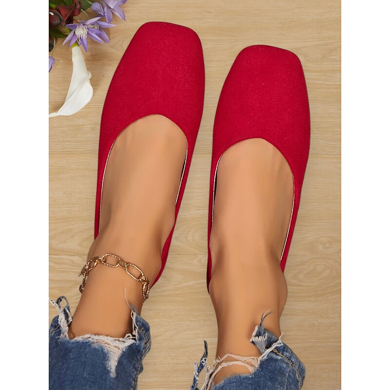 Women's Faux Suede Classic Square Toe Slip-On Flats for Everyday Wear, Office & Travel4