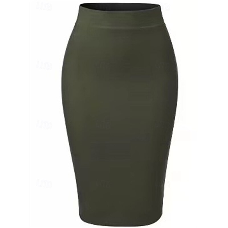 Retro Vintage 1950s Rockabilly Long Length Pencil Skirt Solid Color Fancy Dress Women's Masquerade Casual Daily Wear Tea Party Adults' Skirt3