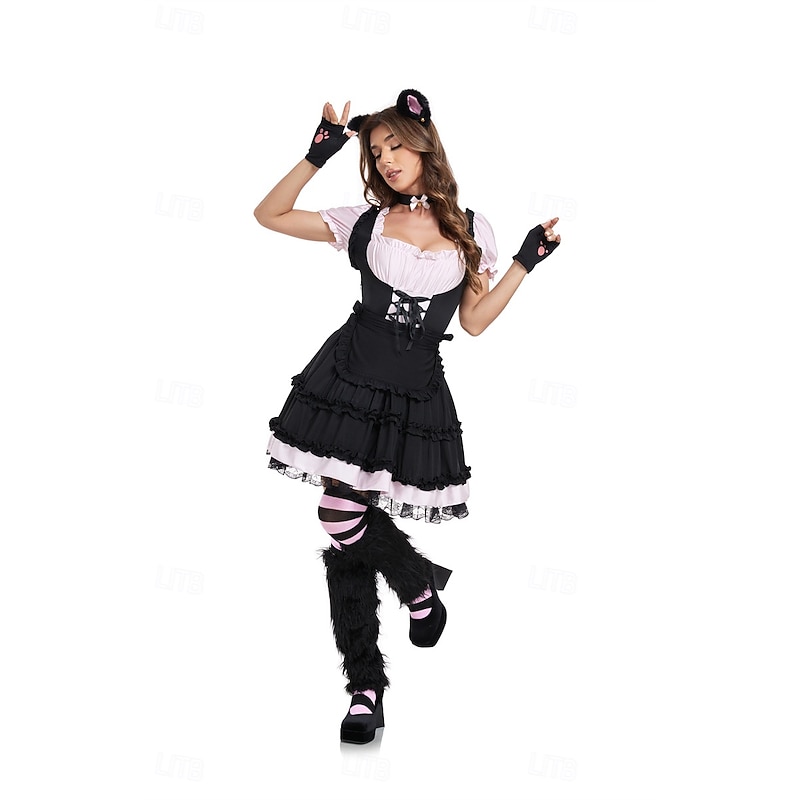Cat Halloween Dress Headband Cosplay Adults' Women's Carnival Mardi Gras Party Easy Halloween Costumes Dress Up4