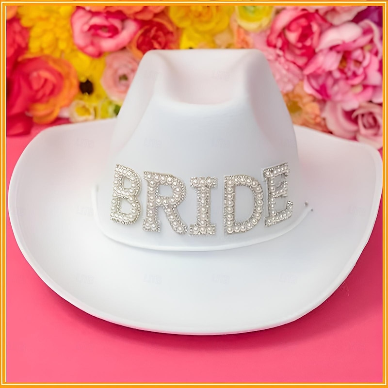 Bride to be Halloween Cowboy Hat Hen Do Party Accessories Adults' Women's Halloween Carnival Wedding Bridal Shower Bachelorette Party Easy Halloween Costumes Dress Up