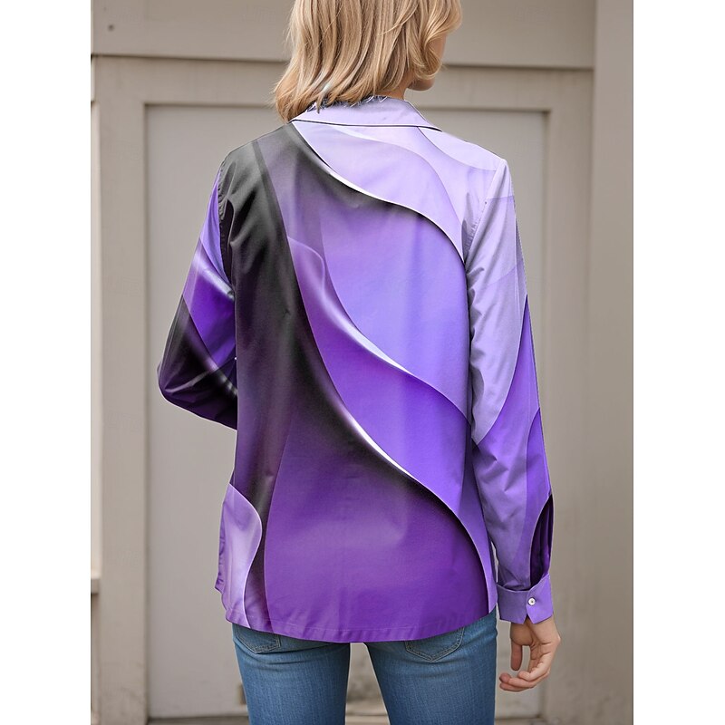 Women's Shirt Button Down Tunic Shirt Collar Long Sleeve Color Gradient Casual Regular Tops Work Daily s Print Pink Blue Purple Spring Fall Winter4