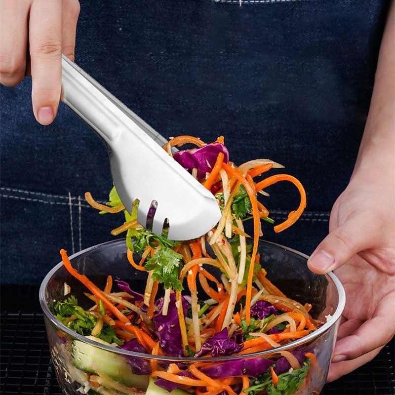 1Pc Stainless Steel BBQ Tongs - Heat Resistant & Non-Magnetic Food Clip for Outdoor Grilling - Safe & Durable3