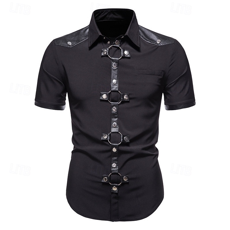 Punk & Gothic Blouse / Shirt Solid Color Fancy Dress Men's Masquerade Event / Party Adults' Blouse2