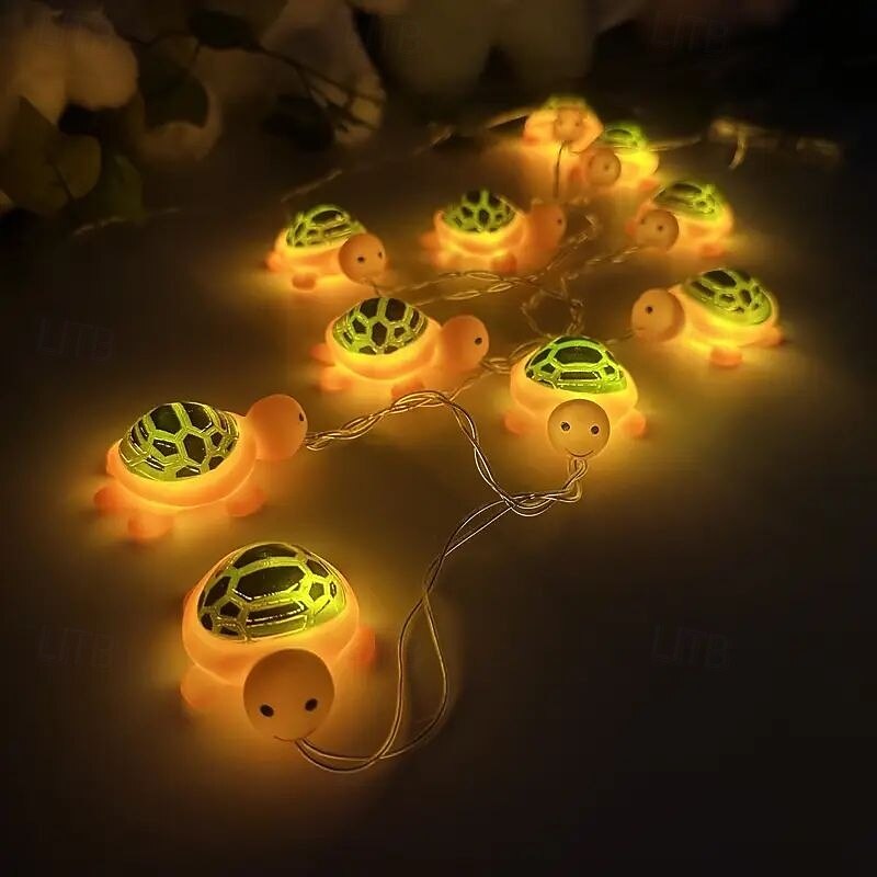 Cartoon Sea Animal String Lights 1.5m10LEDs Shark Turtle Shape Fairy Lights Decoration Battery Powered Home Bedroom Summer Seaside Animal Theme Party Holiday Decoration3