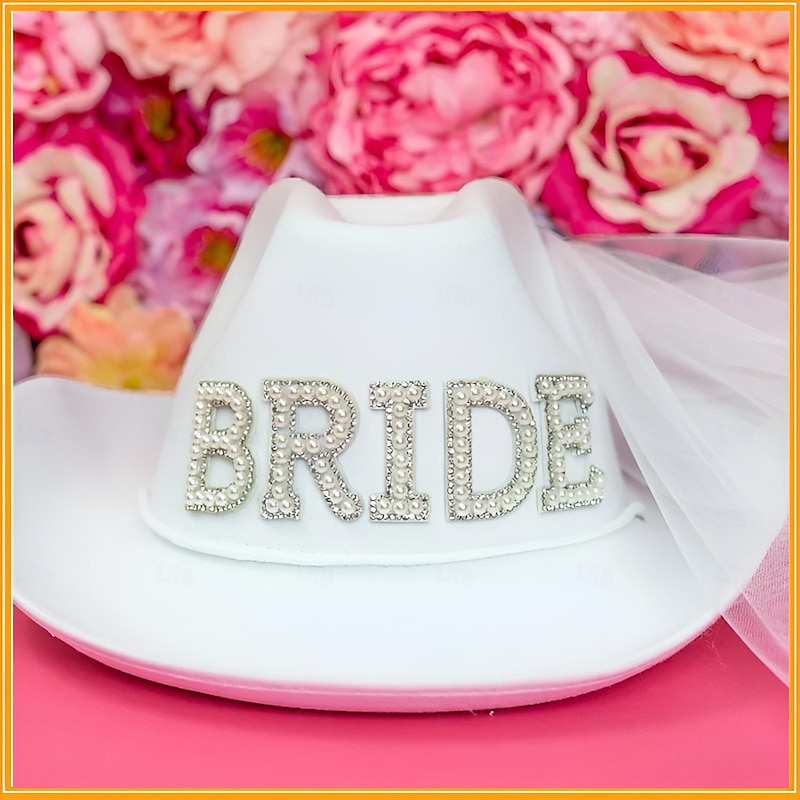 Bride to be Halloween Cowboy Hat Hen Do Party Accessories Adults' Women's Halloween Carnival Wedding Bridal Shower Bachelorette Party Easy Halloween Costumes Dress Up3