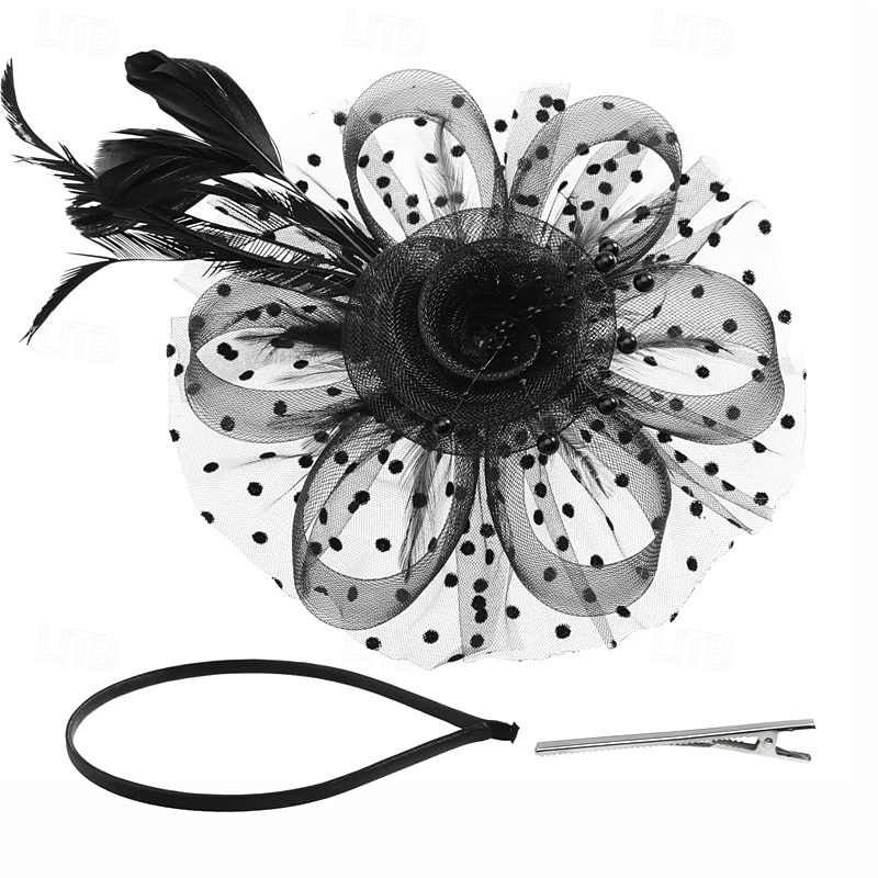 Fascinators Hats for Women Kentucky Derby Tea Party Hat Wedding Mesh Ribbons Cocktail Fancy Flower Feathers Fascinator Clip3