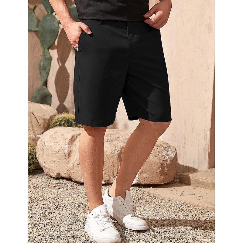 Men's Shorts Dress Shorts Summer Shorts Golf Shorts Pocket Straight Leg Plain Breathable No-Iron Knee Length Business Casual Daily Fashion Streetwear Black White4