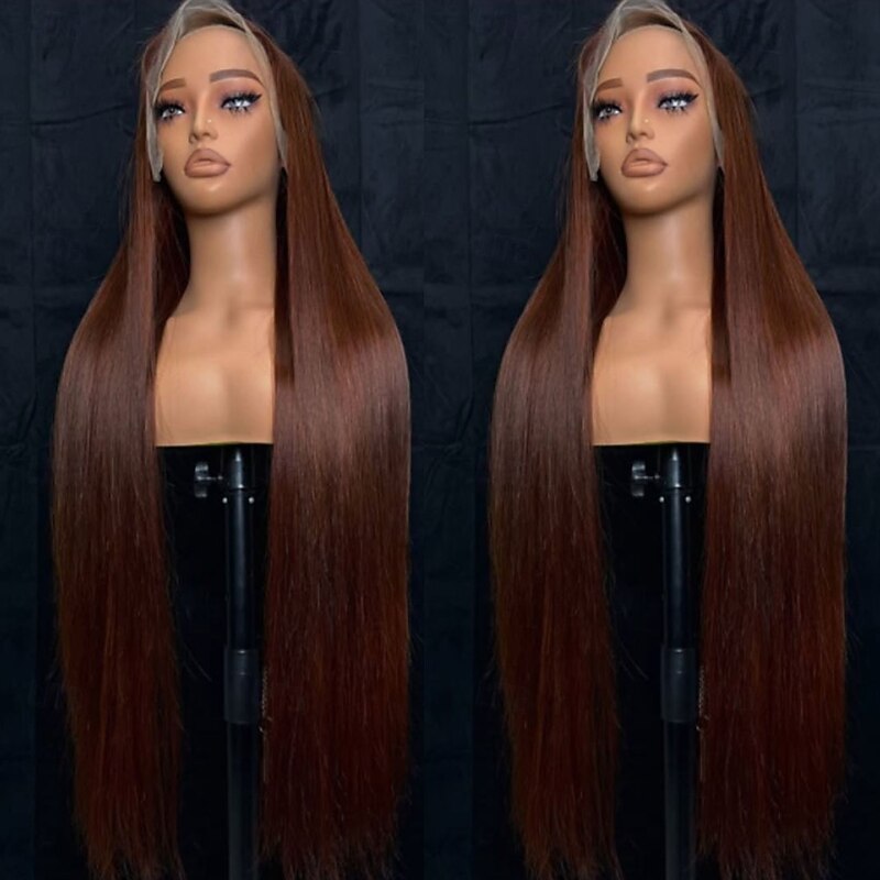 Human Hair 5x5 Closure 13x4 Lace Front Wig Free Part Brazilian Hair Straight Brown Wig 130% 150% Density 100% Virgin Glueless Pre-Plucked For Women Long Human Hair Lace Wig