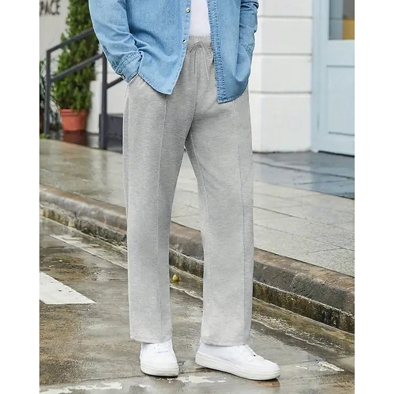 Men's Athletic Pants Wide Leg Sweatpants Trousers Pocket Drawstring Elastic Waist Plain Comfort Sports Outdoor Daily Fashion Casual Light Grey Dark Gray Micro-elastic3