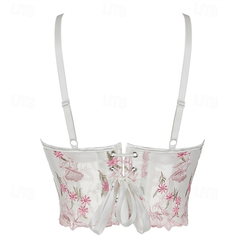 Retro Vintage Medieval Renaissance Corset Vest Bustier Lace up 13 Bones Floral Embroidery Sweetheart Neck Fancy Dress Women's Fantasy Halloween Carnival Party Casual Daily LARP Adults' Corset3