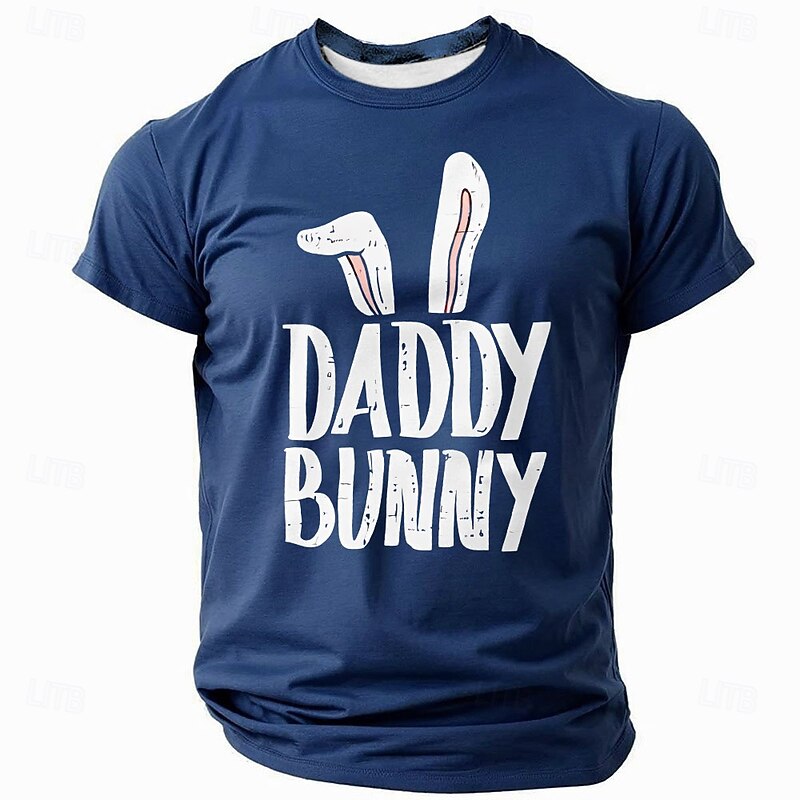Easter Men's Rabbit Daddy T Shirt Short Sleeve T shirt 3D Print Crew Neck Shirt Designer Casual Party Holiday Black Blue Green Summer Spring Clothing Apparel S M L XL XXL XXXL