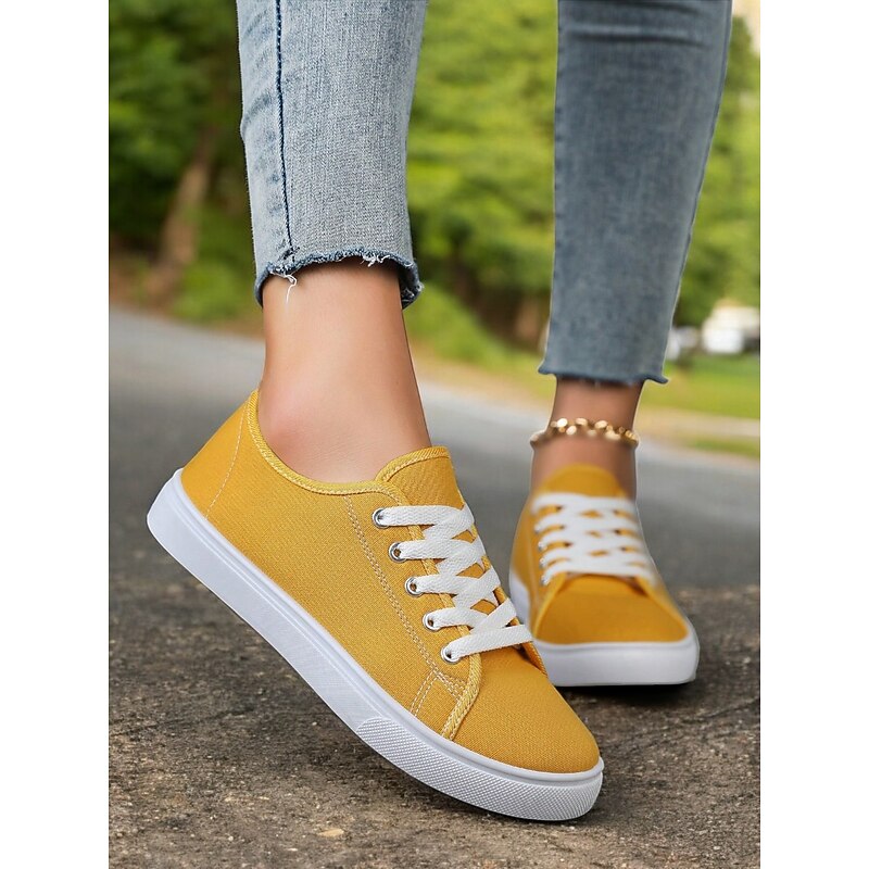 Canvas Lace-Up Sneakers for Women – Classic and Comfortable Sneakers for Everyday Wear, Perfect for Casual Outings and Weekend Adventures2
