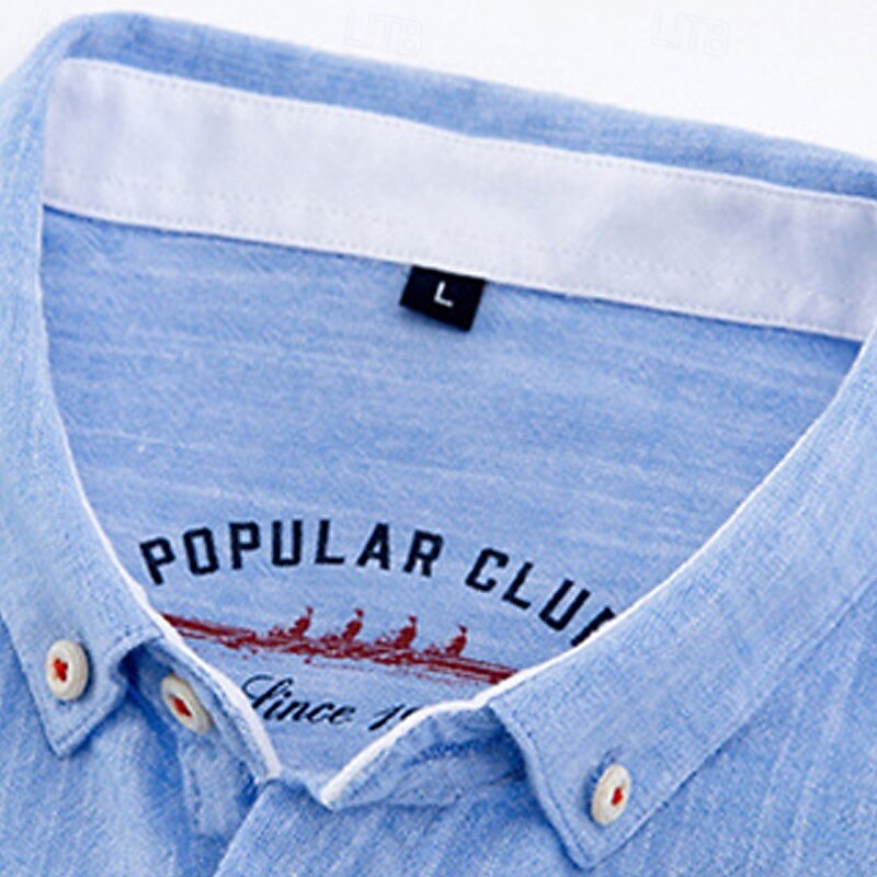 Men's Shirt Linen Shirt Casual Shirt Button Up Shirt Plain Vacation Hawaiian Red Blue Light Grey Beige Long Sleeve Lapel Spring Fall Clothing Apparel Button-Down2