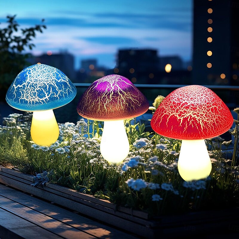 8 Pack Solar LED Mushroom Lights IP65 Waterproof Garden Light Courtyard Outdoor Lawn Pathway Landscape Decoration2