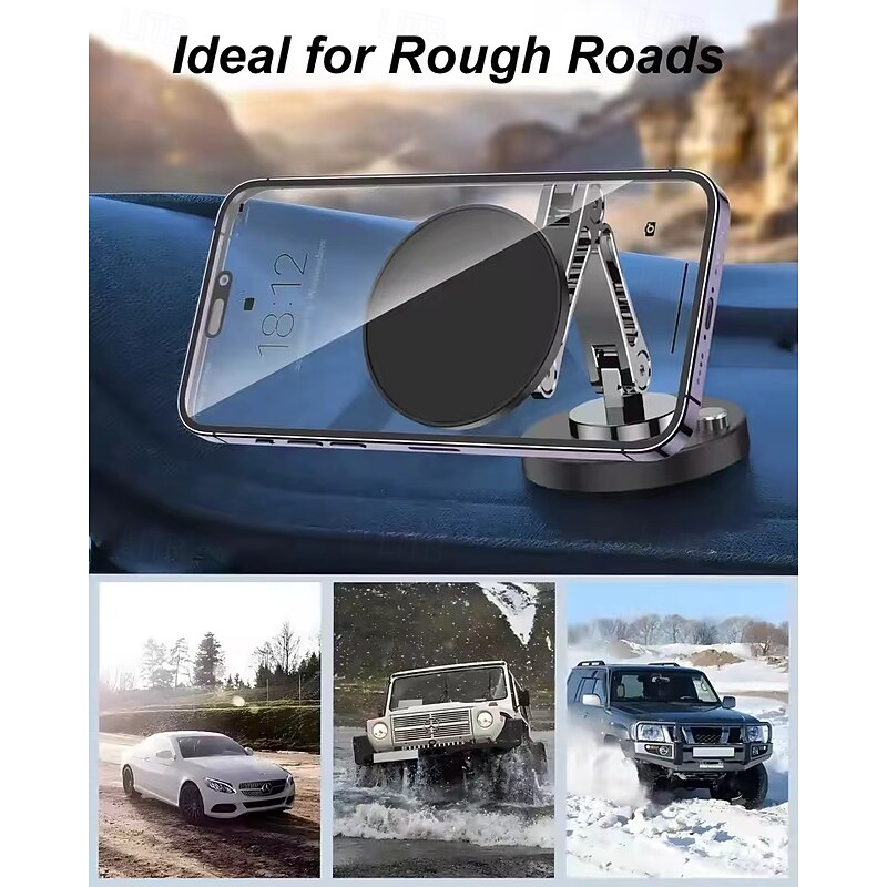 Magnetic Car Phone Holder Stand Dashborad Alloy Foldable Magnet Car Mount Smartphone Mobile Bracket For iPhone Samsung Xiaomi3