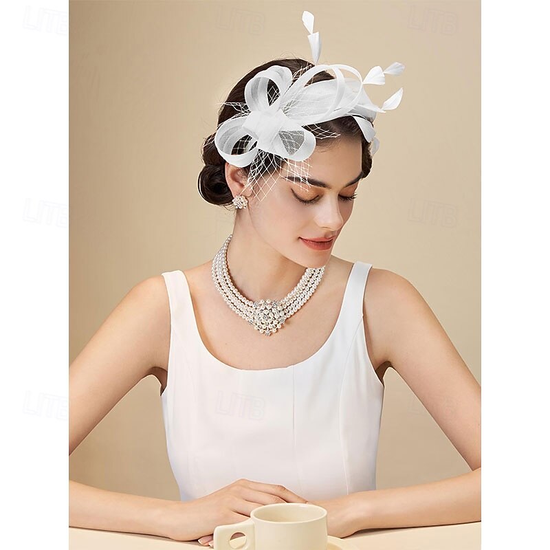Fascinators Headband with Feather, Women's Tea Party Hat for Kentucky Derby, Cocktail, Wedding, Fancy Dress Party3