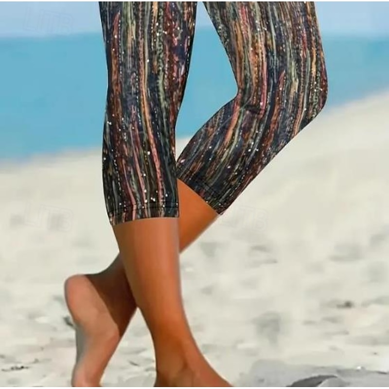 Women's Leggings Capri Pants High Elasticity Fashion Streetwear Full Length High Waist Plaid Printing Thermal Warm Breathable Soft  Outdoor Daily Iron Gray Fall Winter Regular Fit3