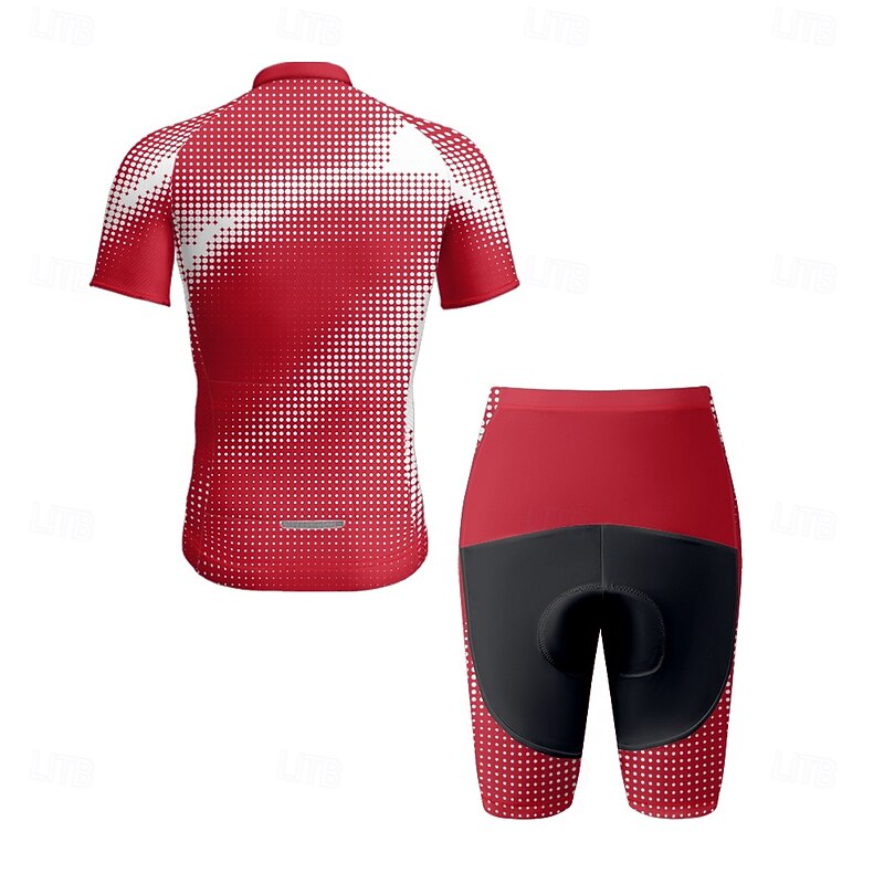 Men's Cycling Jersey with Shorts Letter & Number Short Sleeve Bike Clothing Suit with 3 Rear Pockets Mountain Bike MTB Road Bike Cycling Front Zipper Sweat wicking Comfortable Breathable Sports Red3