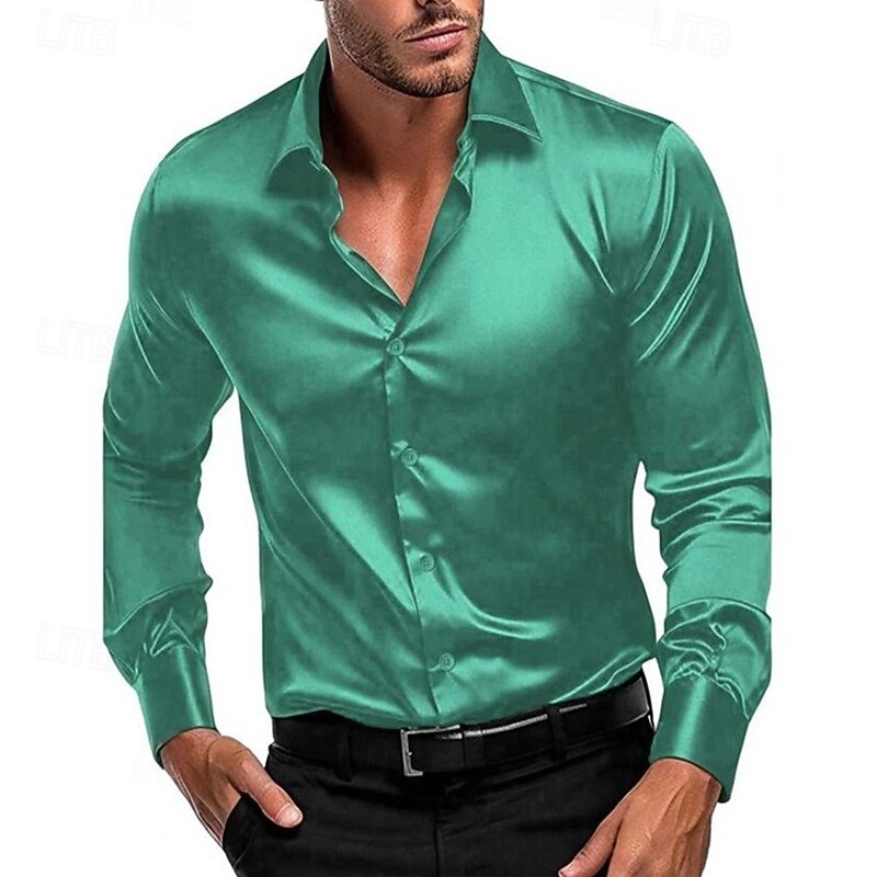 Men's Shirt Summer Shirt Casual Shirt Beach Shirt Button Up Shirt Black White Wine Royal Blue Green Long Sleeve Plain Lapel Vacation Hawaiian Button-Down Clothing Apparel Polyester Fashion Casual4