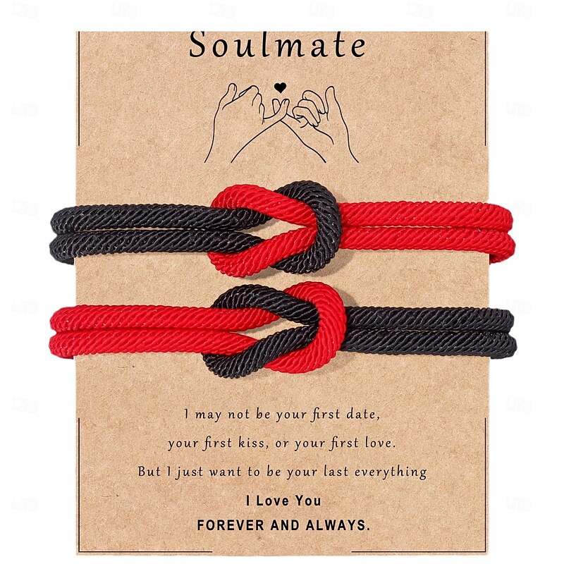 Adjustable Rope Couples Bracelets for Men, Boyfriend, Girlfriend, Soulmate, Husband, Wife Anniversary Valentines Day Birthday Christmas Gift for Him and Her3