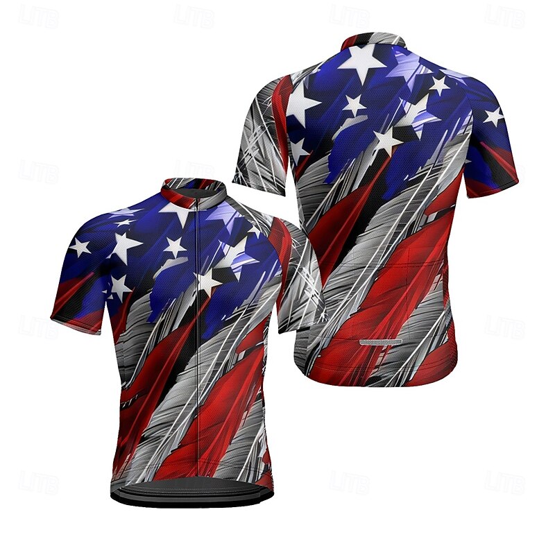 Men's Cycling Jersey National Flag Short Sleeve Bike Tee Tshirt Jersey with 3 Rear Pockets Mountain Bike MTB Quick Dry Anatomic Design Wicking Breathable Sports Wine Red Red Royal Blue Clothing2