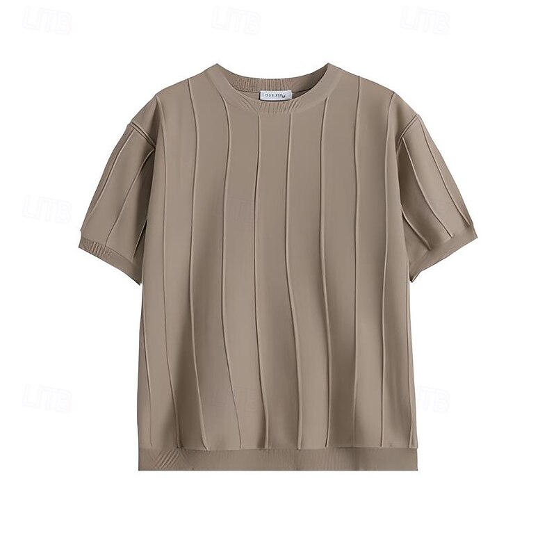 Men's T Shirt Short Sleeve Crew Neck Summer Spring Vertical Stripes Knitwear Elegant Vacation Knitting School Vacation Home Dark Red Black White Top Tee for Men2