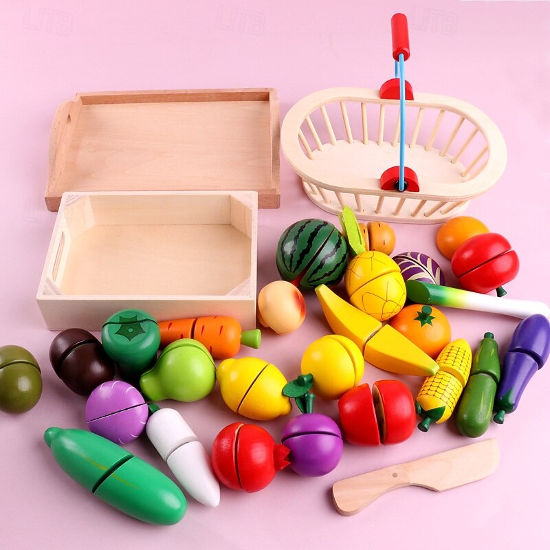 Learning Toys Play Food Set for Toddlers Cutting Food for Preschool Activities Pretend Play Kitchen Accessories for Kids Color Sorting Set for Boys & Girls Daycare Educational Toy