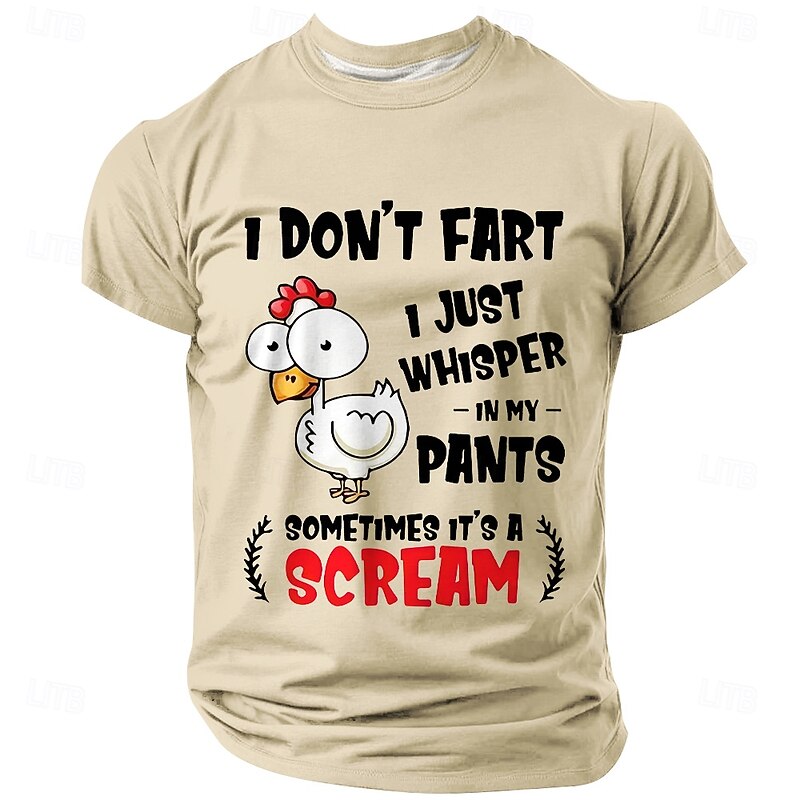 Men's Funny T Shirt Short Sleeve T shirt 3D Print Crew Neck Shirt Fashion Daily Street Daily Black Blue Khaki Summer Spring Clothing Apparel S M L XL XXL XXXL