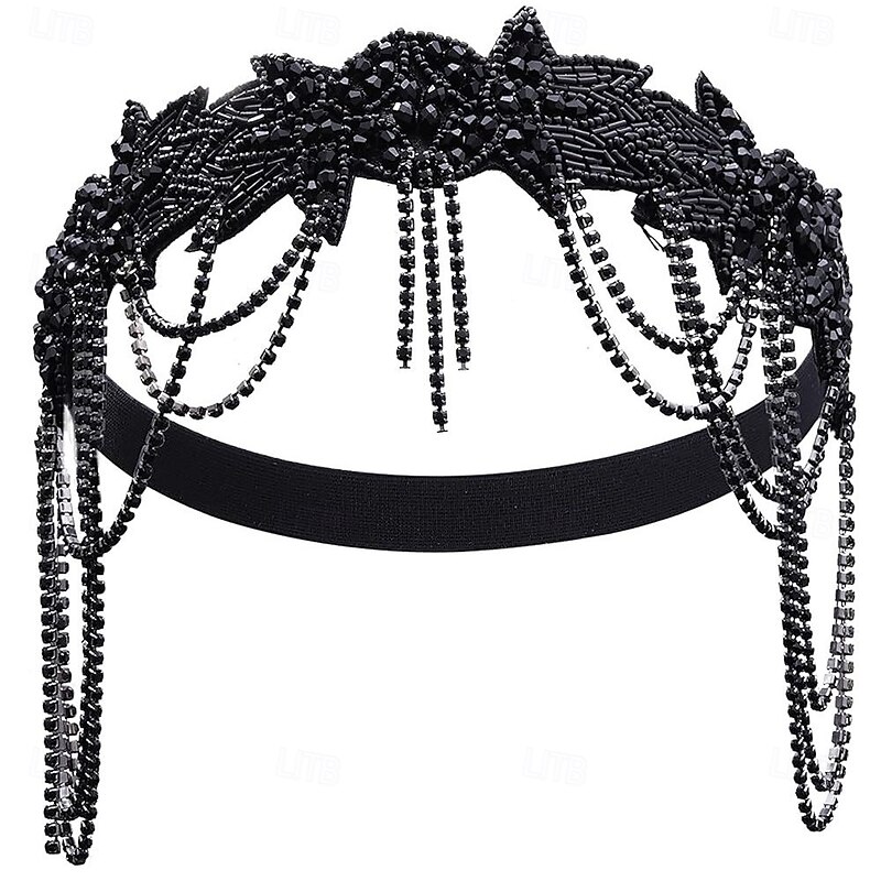Roaring 20s 1920s Flapper Headband The Great Gatsby Charleston Tassel Fringe Fancy Dress Women's Christmas New Year Valentine's Day Party Prom Bachelorette Party Adults' Headwear2
