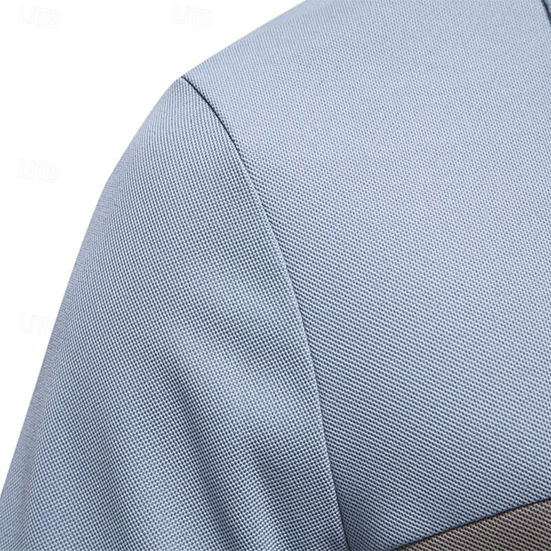 Men's Polo Knit Polo Sweater Formal Work Seagull collar Short Sleeve Modern Comfortable Color Block Patchwork Embroidery Spring Black White Navy Blue Blue Army Green Gray Polo4