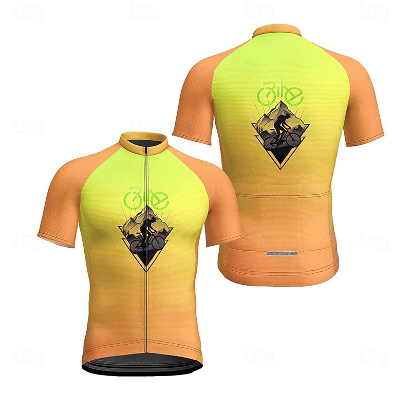 Men's Cycling Jersey Graphic Short Sleeve Bike Tee Tshirt Jersey with 3 Rear Pockets Mountain Bike MTB Quick Dry Anatomic Design Wicking Breathable Sports Yellow Pink Green Clothing Apparel2