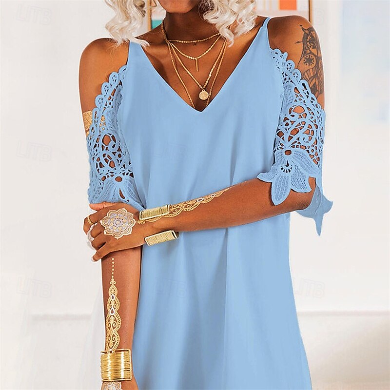 Women's Mini Dress White Dress Lace Dress Casual Dress Summer Dress Fashion Outdoor Holiday Date Regular Fit Plain Sleeveless Spaghetti Strap White Summer Spring2