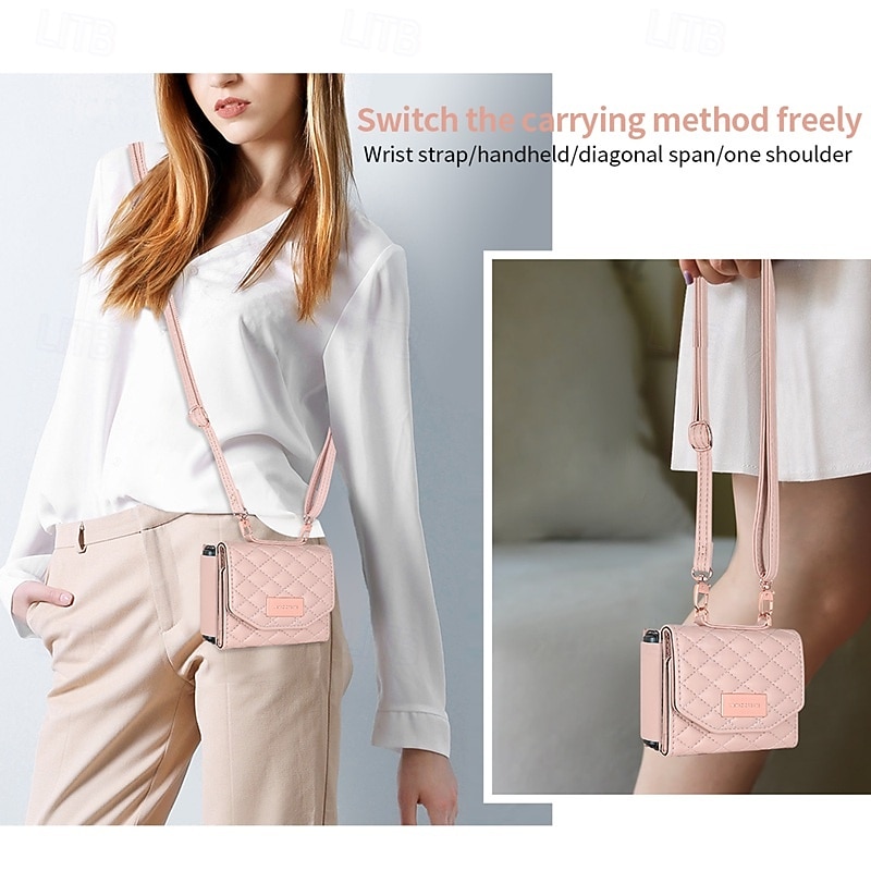 Phone Case For Samsung Galaxy Z Flip 6 Z Flip 5 Z Flip 4 Z Flip 3 Back Cover with Lanyard Card Slot Shockproof Retro PU Leather3