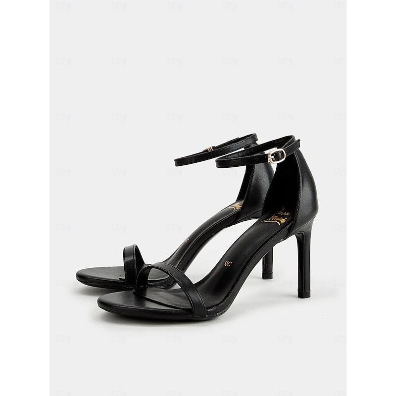 Black Ankle Strap Stiletto Sandals for Women - Elegant Open-Toe High Heels for Evening & Formal Events3