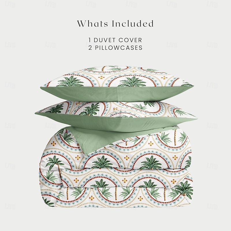 Palm Tree Duvet Cover Full Size Bedding Set Bed Sets Quilt Cover Soft Lightweight Comforter Cover with 2 Pillowcases for Summer Spring3