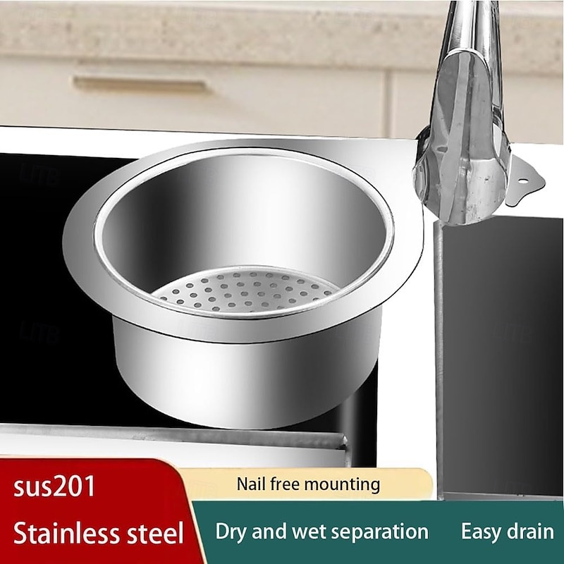 Stainless Steel Drain Basket for Kitchen Sink, Multifunctional Swan Drain Strainer Basket, Faucet Hanging Fruits Strainer Colander, Food Filter Basket, Vegetables Draining Basket4