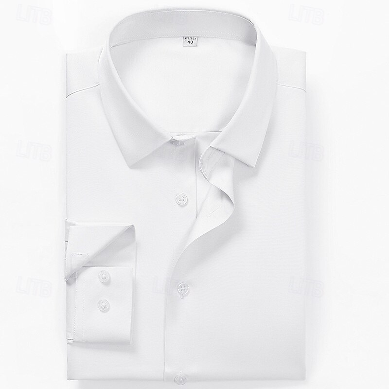 Men's Shirt Dress Shirt Button Up Shirt Plain Wedding Party Black White Wine Royal Blue Long Sleeve Lapel Spring Fall Clothing Apparel2