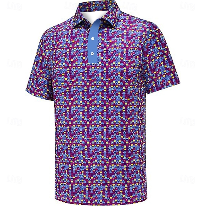 Kentucky Derby Men's Graphic Polo Short Sleeve Polo Shirts Collared Shirts Business Casual Outdoor Daily Wear Festival Outfit 3D Print Summer Spring Fall Black Purple2