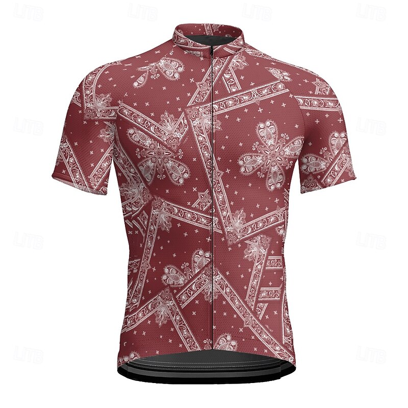 Men's Cycling Jersey Graphic Short Sleeve Bike Tee Tshirt Jersey with 3 Rear Pockets Mountain Bike MTB Quick Dry Anatomic Design Wicking Breathable Sports Wine Red Black Purple Clothing Apparel4