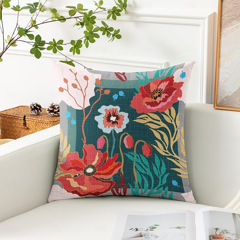 Floral Decorative Toss Pillows Cover 1PC Spring Summer Soft Square Couch Cushion Case Pillowcase for Bedroom Livingroom Sofa Chair4