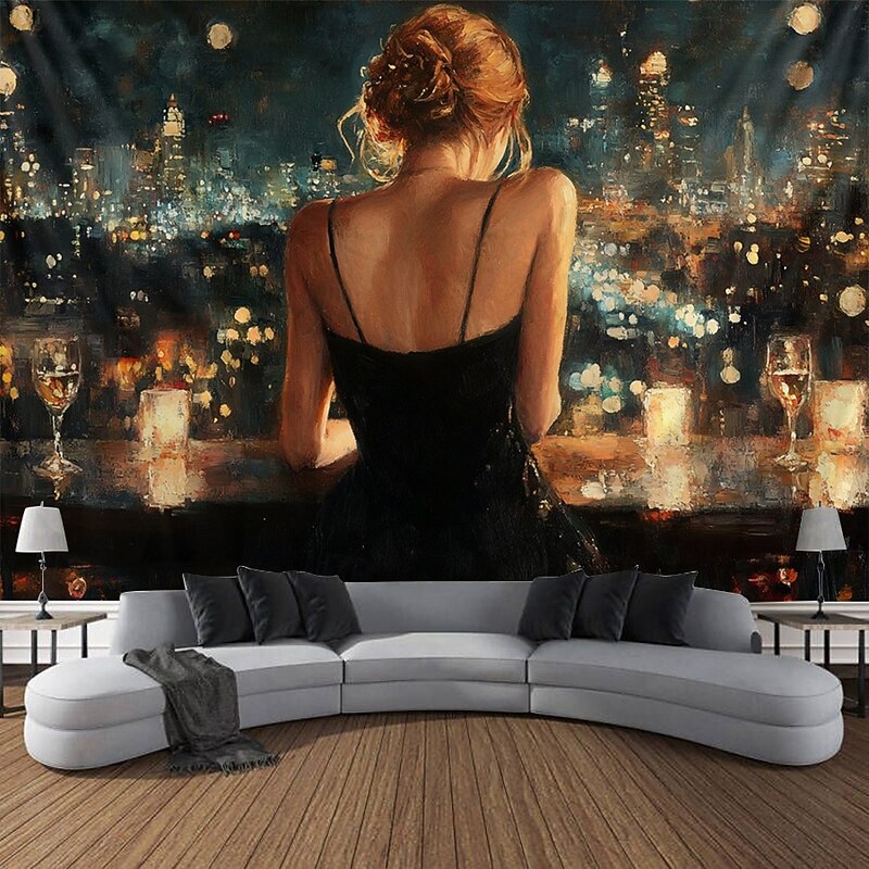 Night View Hanging Tapestry Wall Art Large Tapestry Mural Decor Photograph Backdrop Blanket Curtain Home Bedroom Living Room Decoration3