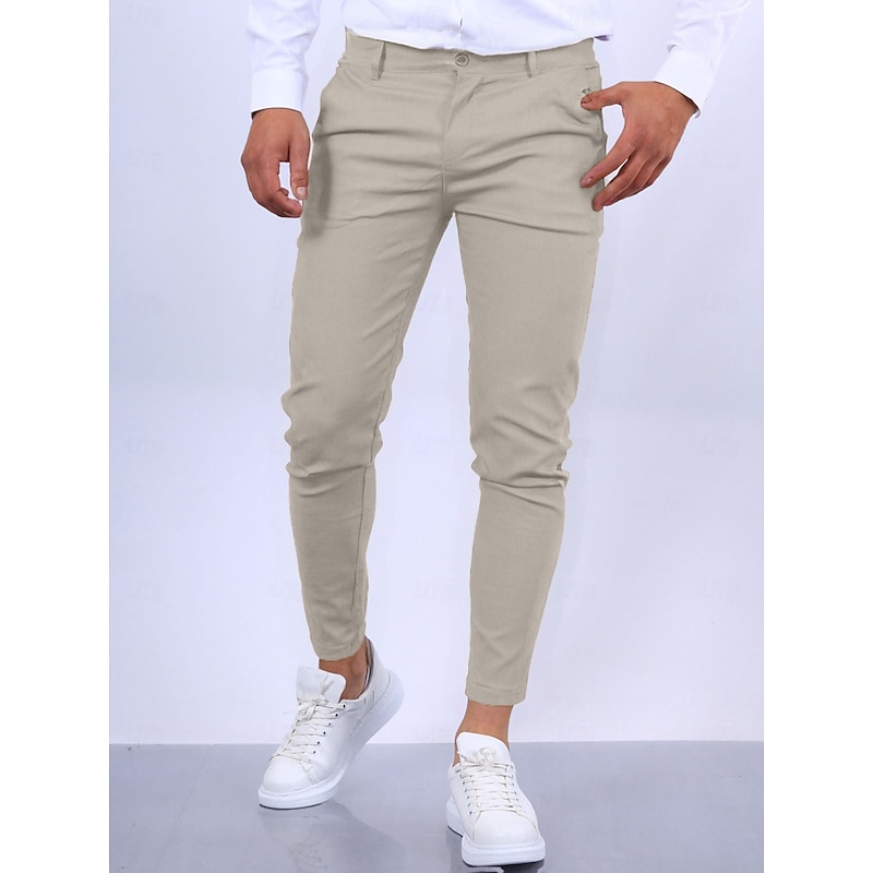 Men's Trousers Chinos Chino Pants Pocket Plain Comfort Breathable Outdoor Daily Going out Fashion Streetwear Black Orange4