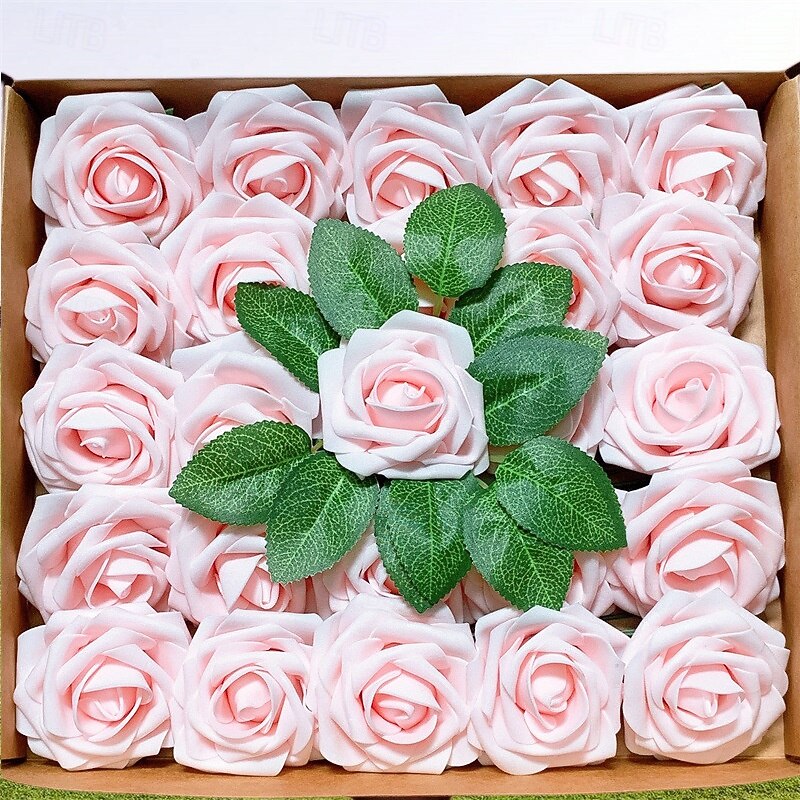 25pcs, Retro Pink Artificial Roses, Retro Pink Simulation Flower, Real Touch Roses Arrangements, Scene Decor, Room Decor, Wedding Supplies, Wedding Favors, Valentine's Day Gifts, Birthday Gifts4