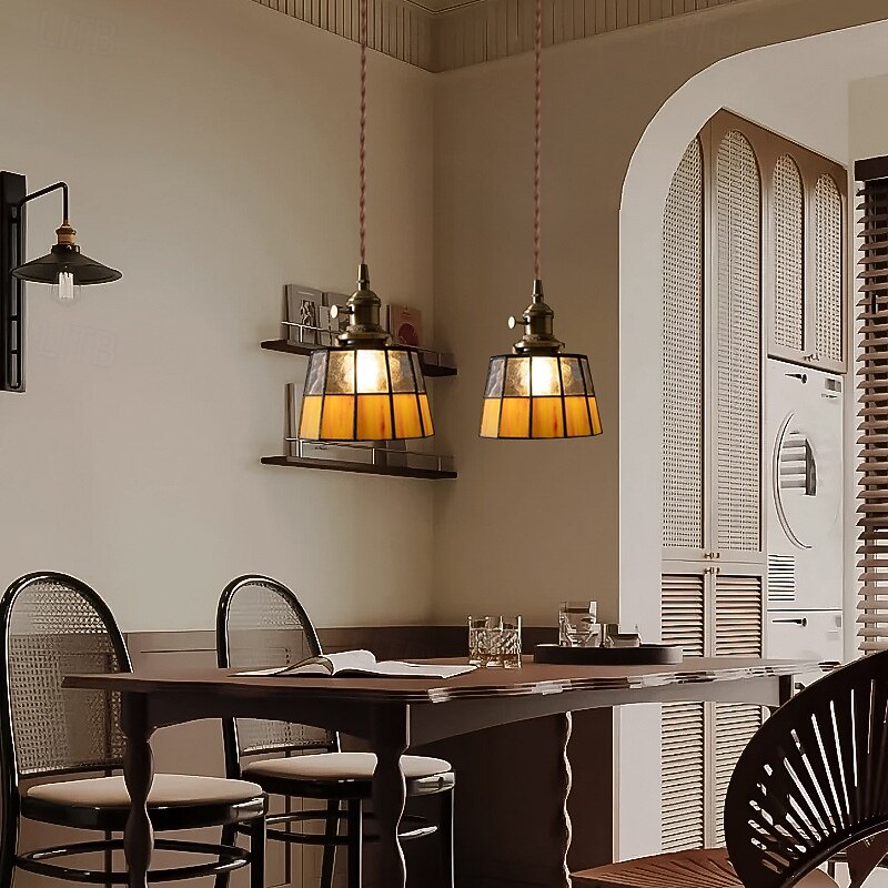 Mid-Century Glass Pendant Lamp with an American Retro Style for Bedside Hallways Aisles 110-240V4