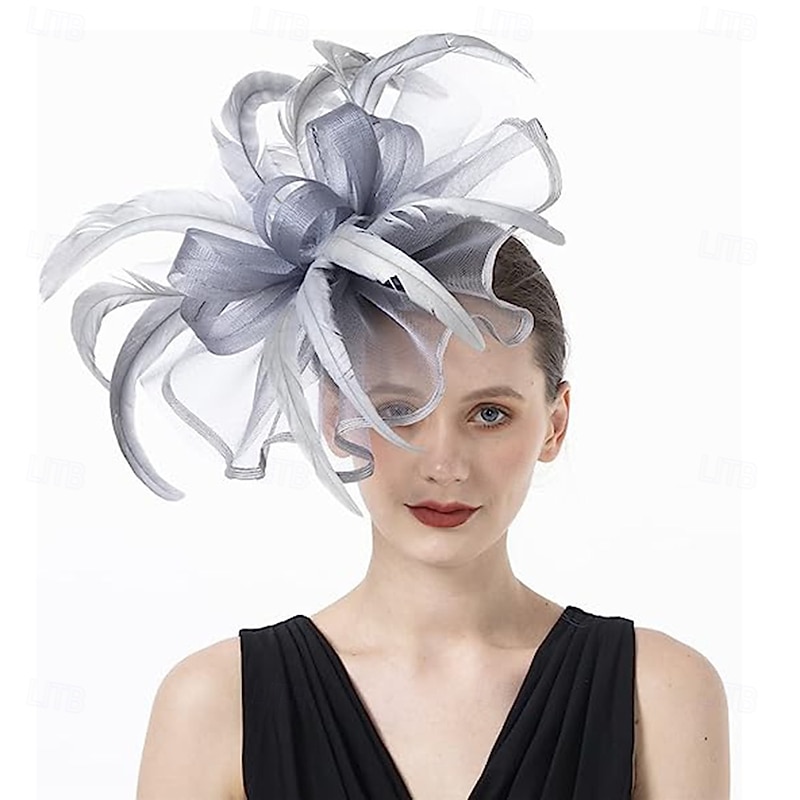 Hats Organza Feathers Fedora Hat Wedding Evening Party Elegant Vintage Cute With Feather Headpiece Headwear3