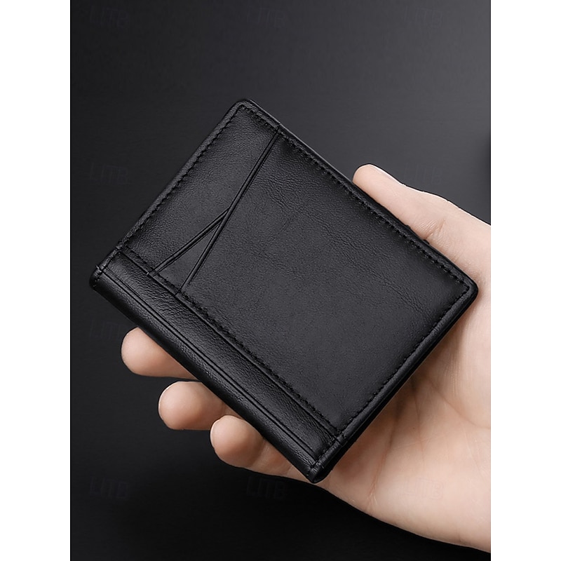 Men's RFID Blocking Wallet, Premium Cowhide Leather, Slim Design with Multiple Card Slots and ID Window – Secure and Stylish Wallet for Everyday Use Wine Black Dark Green2