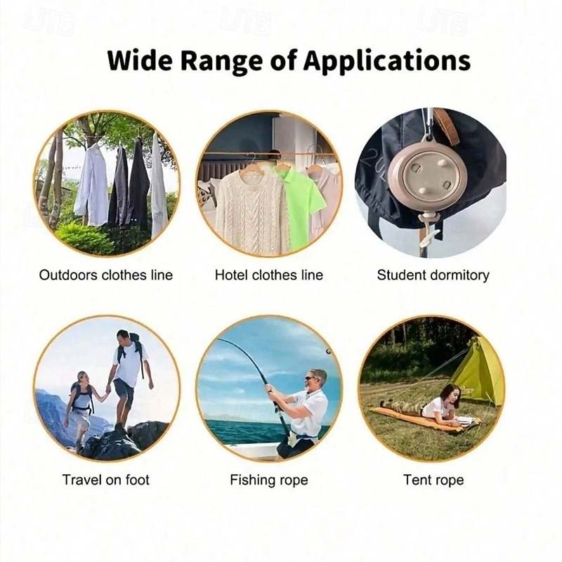 1 pcs  Durable And Portable 26ft Travel Clothesline For Camping And Outdoor ActivitiesPortable Retractable ClotheslineClothes Drying Line For Camping And Travel - Lightweight And Compact - Easy To S3