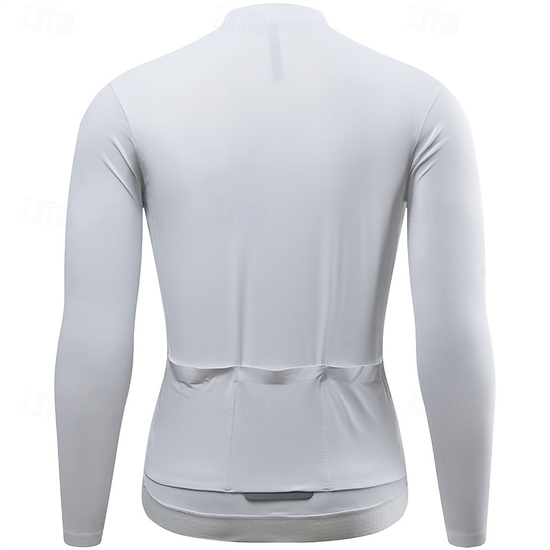 Men's Women's Cycling Jersey Solid Color Long Sleeve Bike Jersey with 3 Rear Pockets Mountain Bike MTB Quick Dry Breathable Sports Black White Green Clothing Apparel3