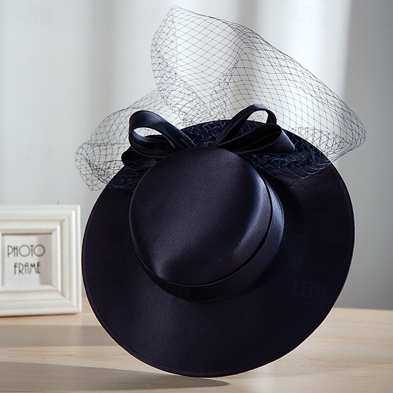 Hats Polyester Fedora Hat Wedding Elegant Vintage With Bowknot Headpiece Headwear3