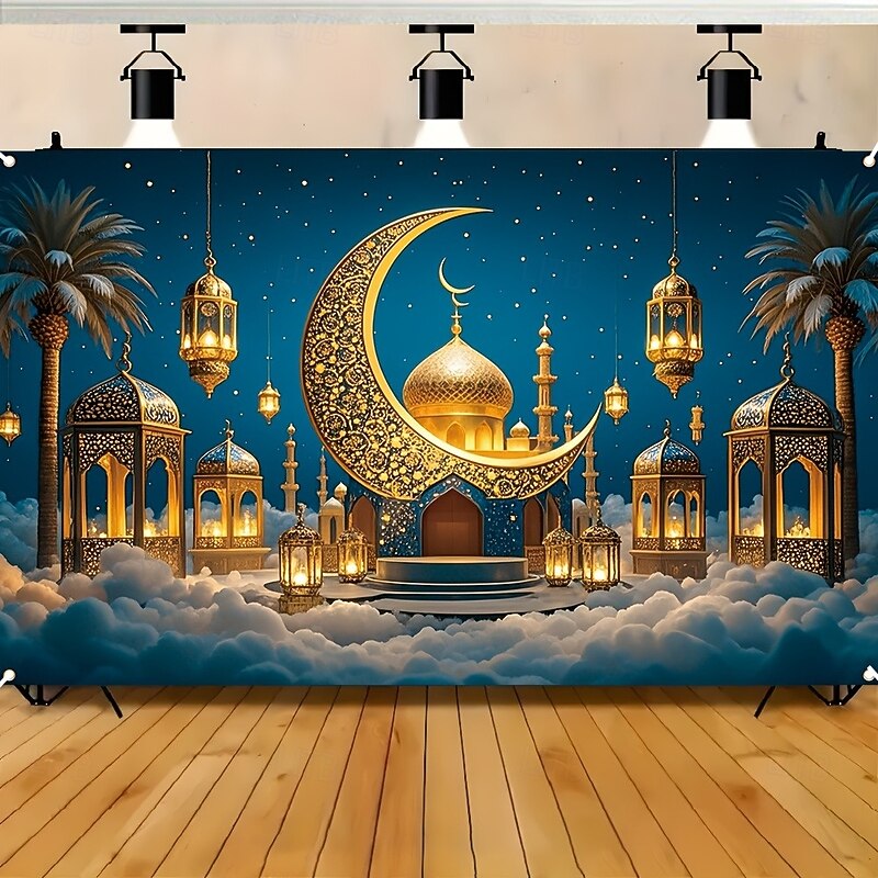 Ramadan Kareem Mubarak Hanging Tapestry Wall Art Large Tapestry Mural Decor Photograph Backdrop Blanket Curtain Home Bedroom Living Room Decoration3